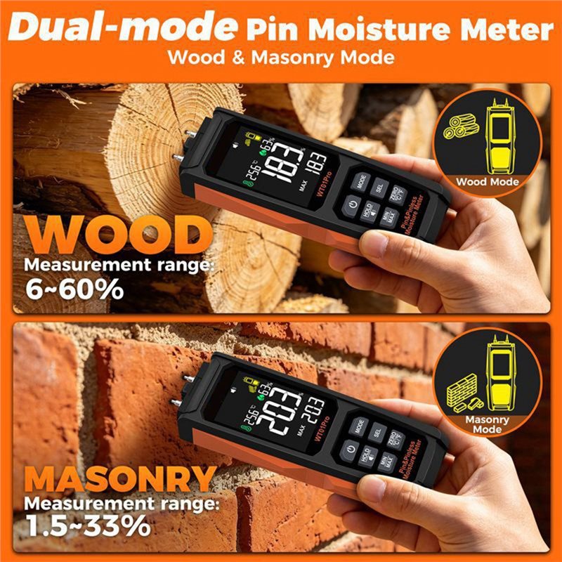 Lumber Woodworking - AC88-2IN1 비접촉식 및 접촉식 수분 측정기,