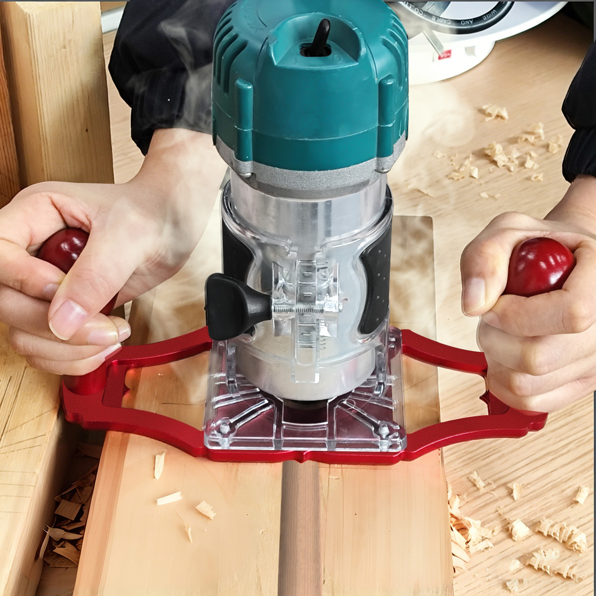Woodworking Router - 핸들이 있는 라우터 베이스 및 중심선
