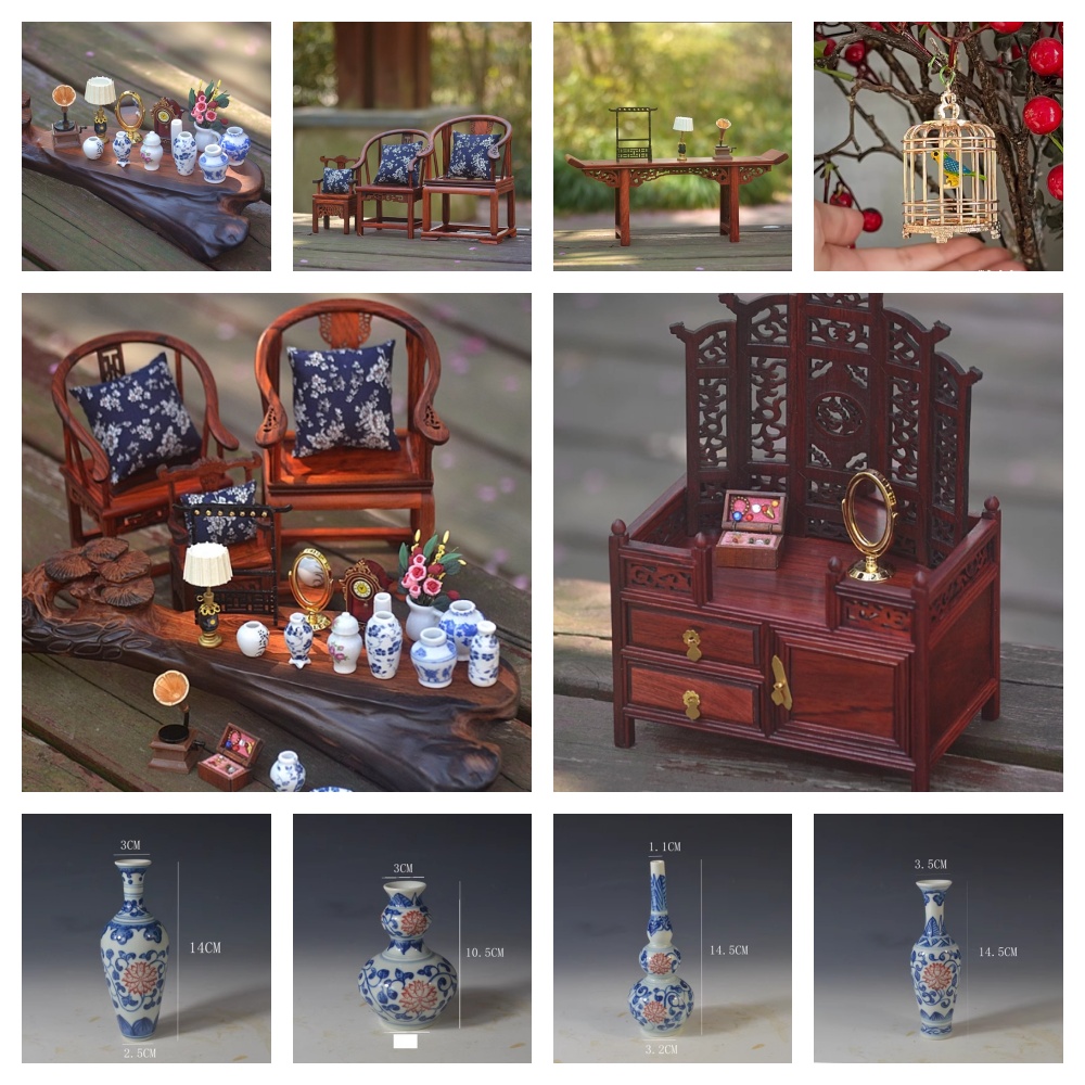 Woodworking Blueprint - 인형의 집 미니어처 중국 도자기 꽃병