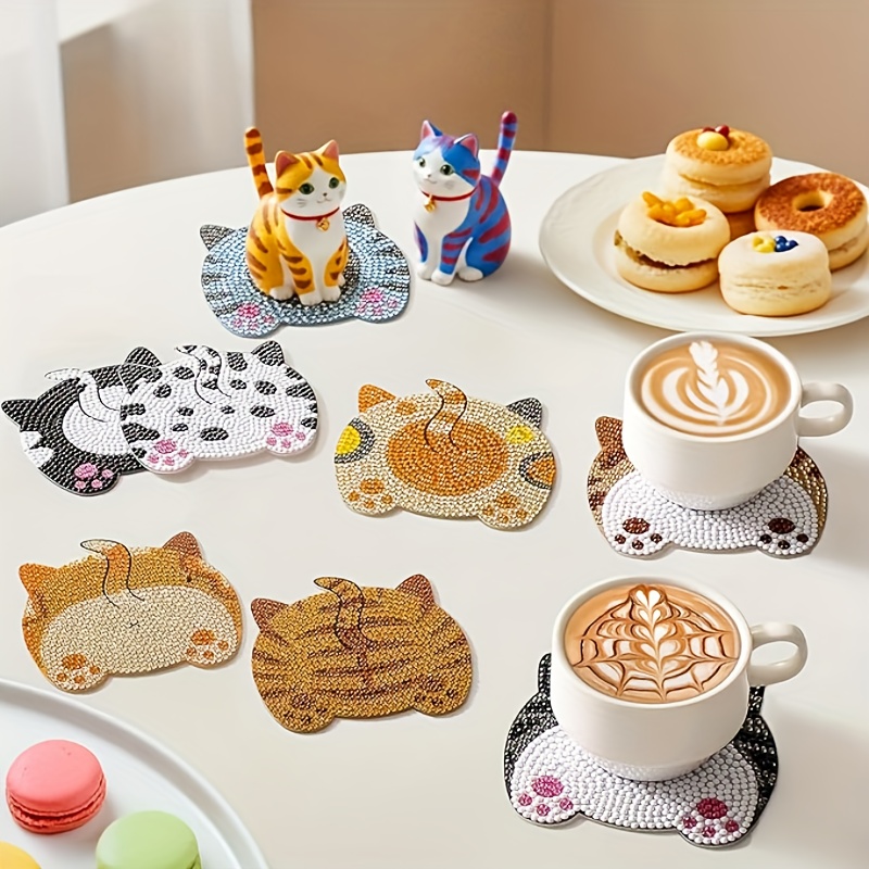 8피스 DIY 다이아몬드 페인팅 나무 컵받침 세트, 귀 - Woodworking Hobbies 리뷰 및 가격